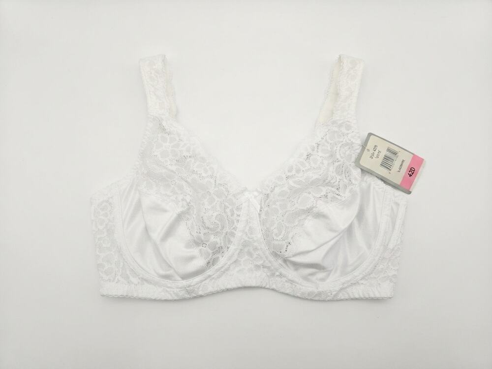 Vintage Deadstock With Tags Playtex 42D 4309 White Lace Underwire Bra